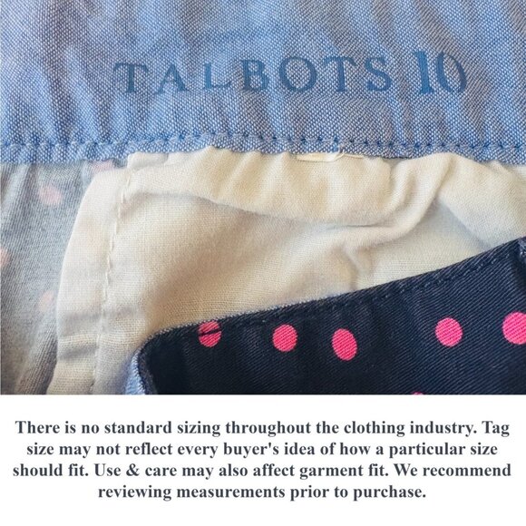 Talbots Women Weekend Chino Navy Blue Pink Polka Dot Relaxed Fit Size 10 - Picture 9 of 13
